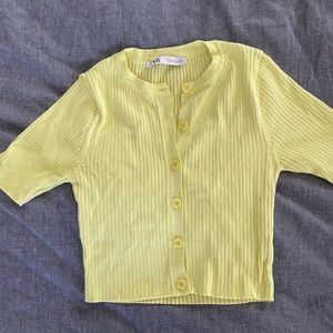 Zara Neon Yellow Button Top